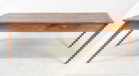 French Style Rustic Farmhouse Table With 2 Drawers: French Style Rustic Farmhouse Table With 2 Drawers - 30.5 in tall x 87 x 32, floor to apron is 23 in, space between legs is 79 in