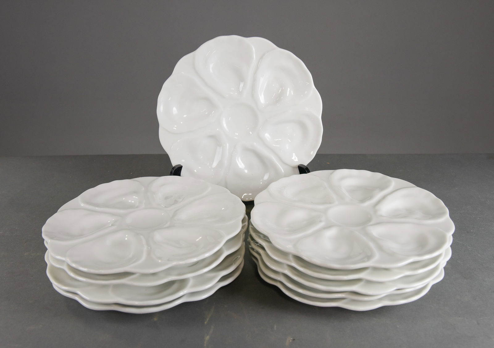 10pc French White Oyster Plate Set (1 of 3)