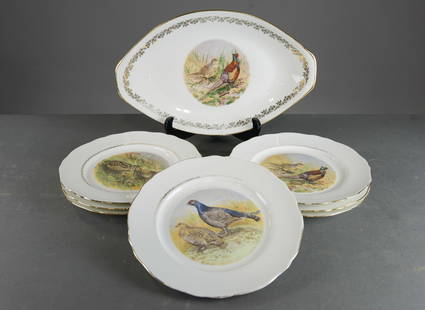 8pc French Hunt Plate Set - Platter & 7 Plates: 8pc French Hunt Plate Set - Platter & 7 Plates - 2 in tall x 15 x 9.5