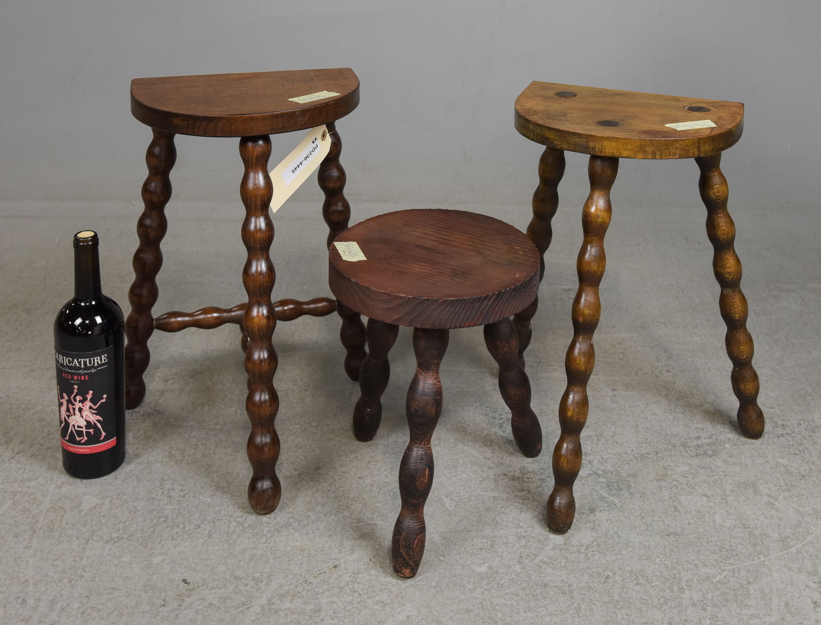 Set Of 3 French Bobbin Legs Milk Stools (1 of 4)