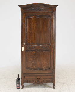 Louis XV Style Oak Bonnetiere #1: French Louis XV Style Oak Bonnetiere / Hall Robe - 69 in tall x 30 x 16.5