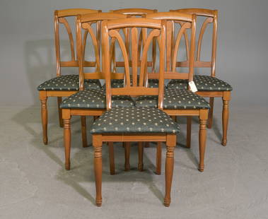 Louis Philippe Style Set of 6 Beech Wood Dining Chairs: French Louis Philippe Style Set of 6 Beech Wood Dining Chairs - 40.5 in tall x 19 x 21 each with a seat height of 19.5 inches