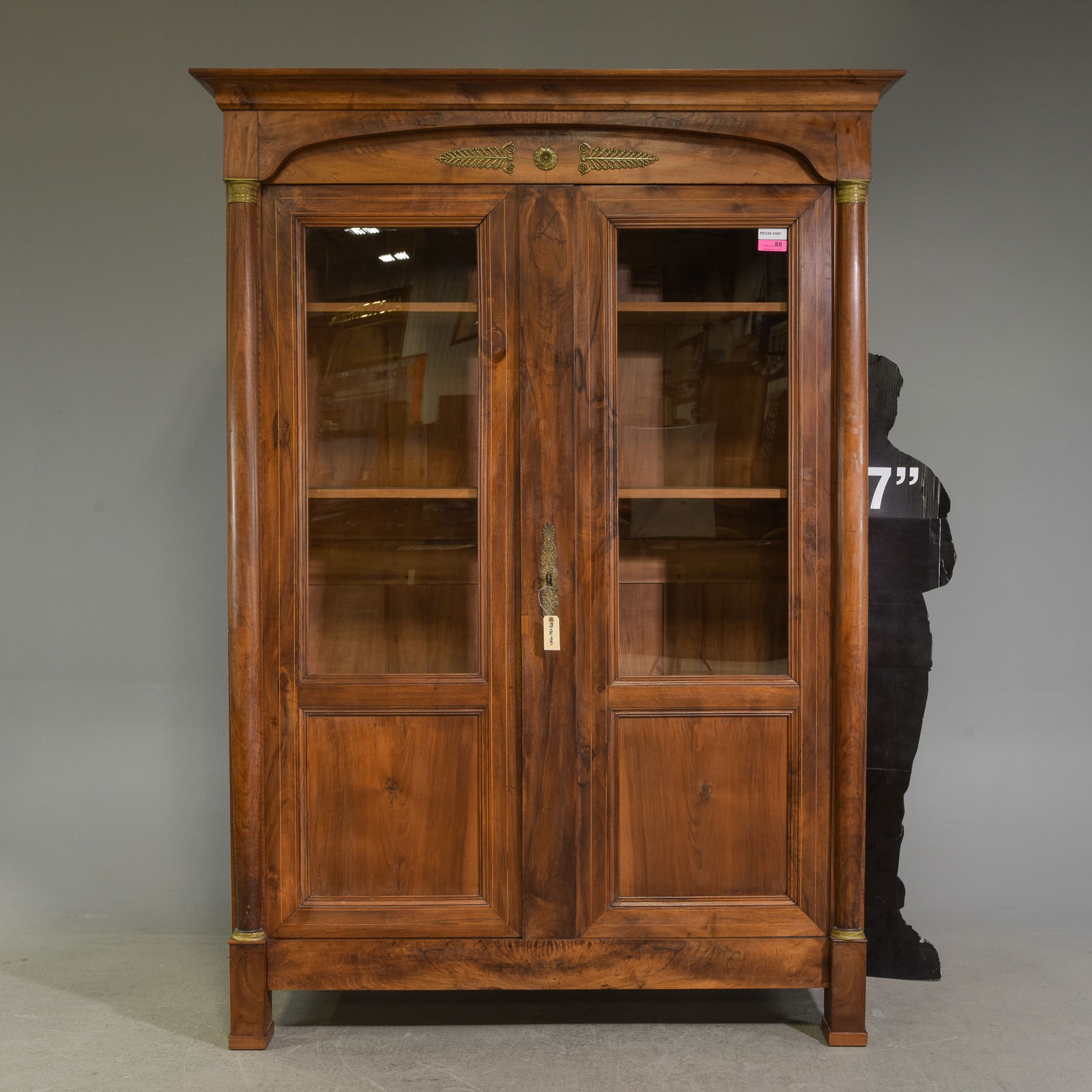 French Empire Style Walnut Double Door Bookcase (1 of 7)