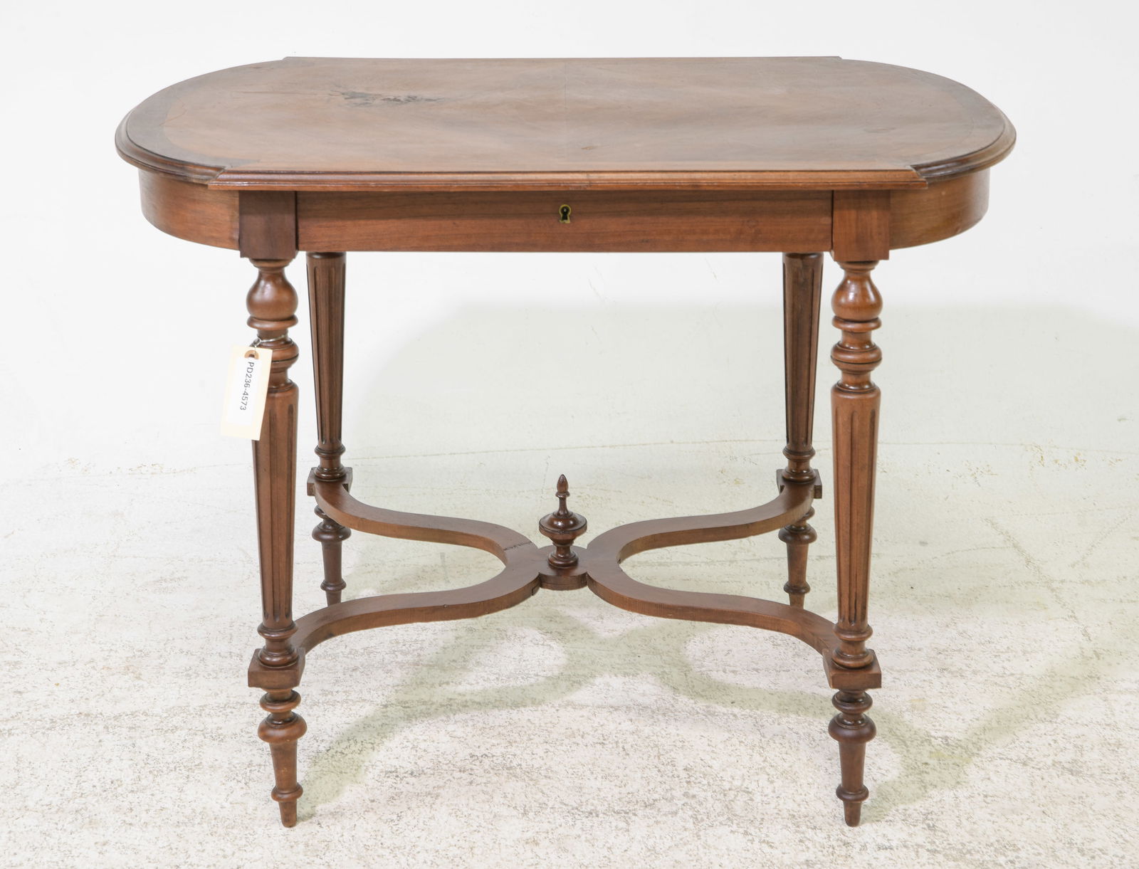 Louis XVI Style Walnut Writing Table with Drawer (1 of 4)