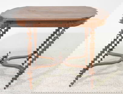 Louis XVI Style Walnut Writing Table with Drawer: French Louis XVI Style Walnut Writing / Occasional Table with Drawer - 29 in tall x 37 x 23.5, Floor to under is 24.75 inches