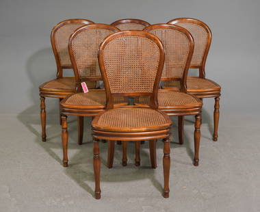 French Set of 6 Cherry Caned Dining Chairs: French Set of 6 Cherry Caned Dining Chairs - 38 in tall x 20 x 19 each with a seat height of 18 inches