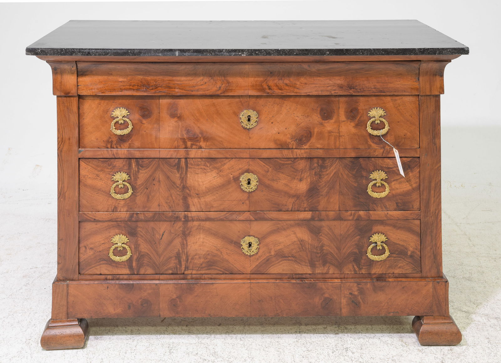 French Walnut Four Drawer Marble Top Chest (1 of 6)