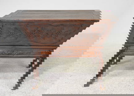 French Caved Oak Petrin Bread Table / Dough Box: French Caved Oak Petrin Bread Table / Dough Box - 31.5 in tall x 44 x 24