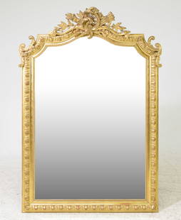 Louis XV Style Gold Gilt / Painted Framed Mirror: French Louis XV Style Gold Gilt / Painted Framed Mirror - 59 in tall x 40 x 5