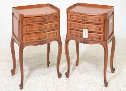 Louis XV Style Pair of Chests / Nightstands: French Louis XV Style Pair of Chests / Nightstands - 27 in tall x 15.5 x 13 each