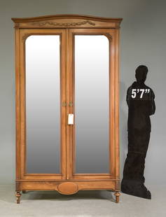 Louis XVI Style Double Mirror Door Armoire: French Louis XVI Style Double Mirror Door Armoire - 86.5 in tall x 50 x 20