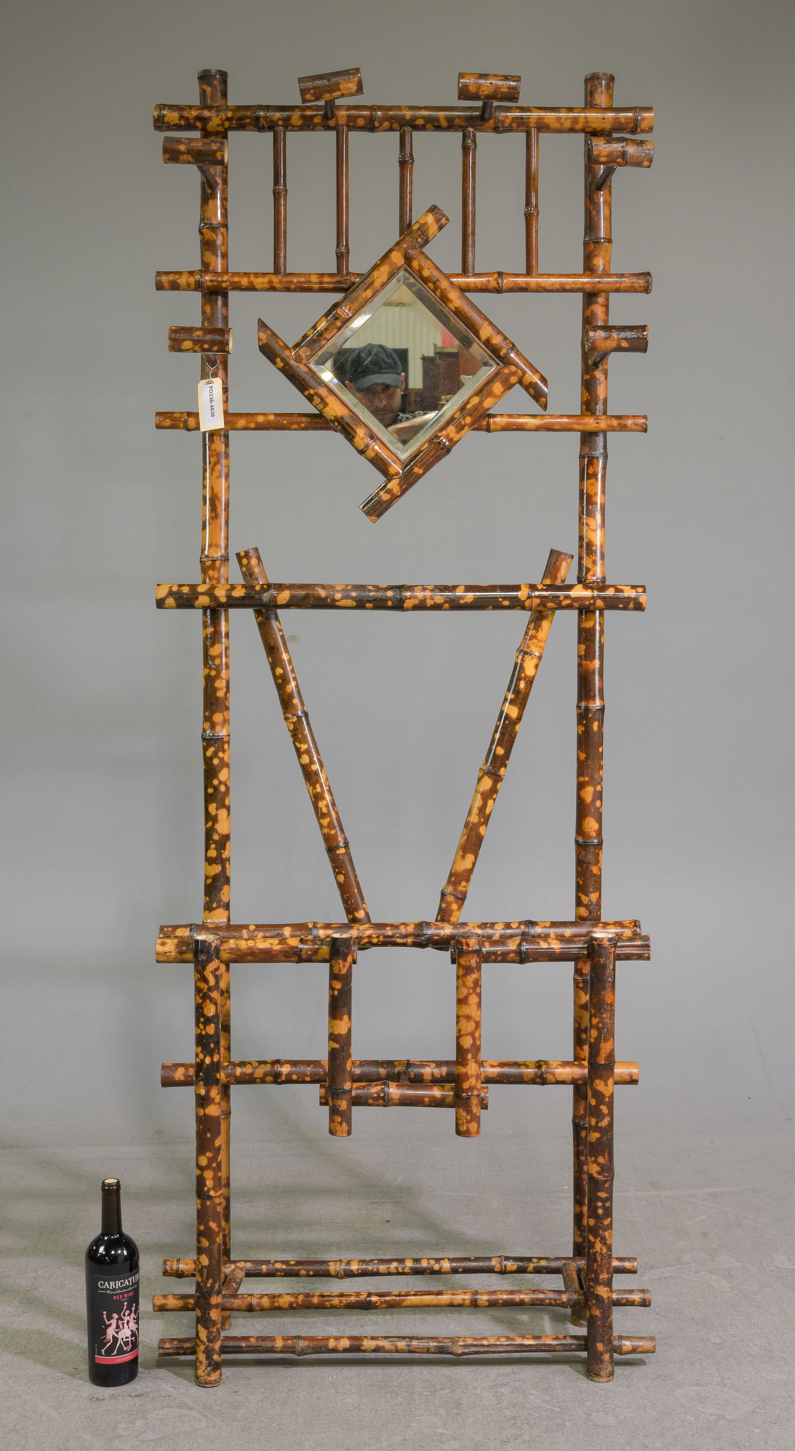 French Bamboo Mirror Back Hall Stand (1 of 6)