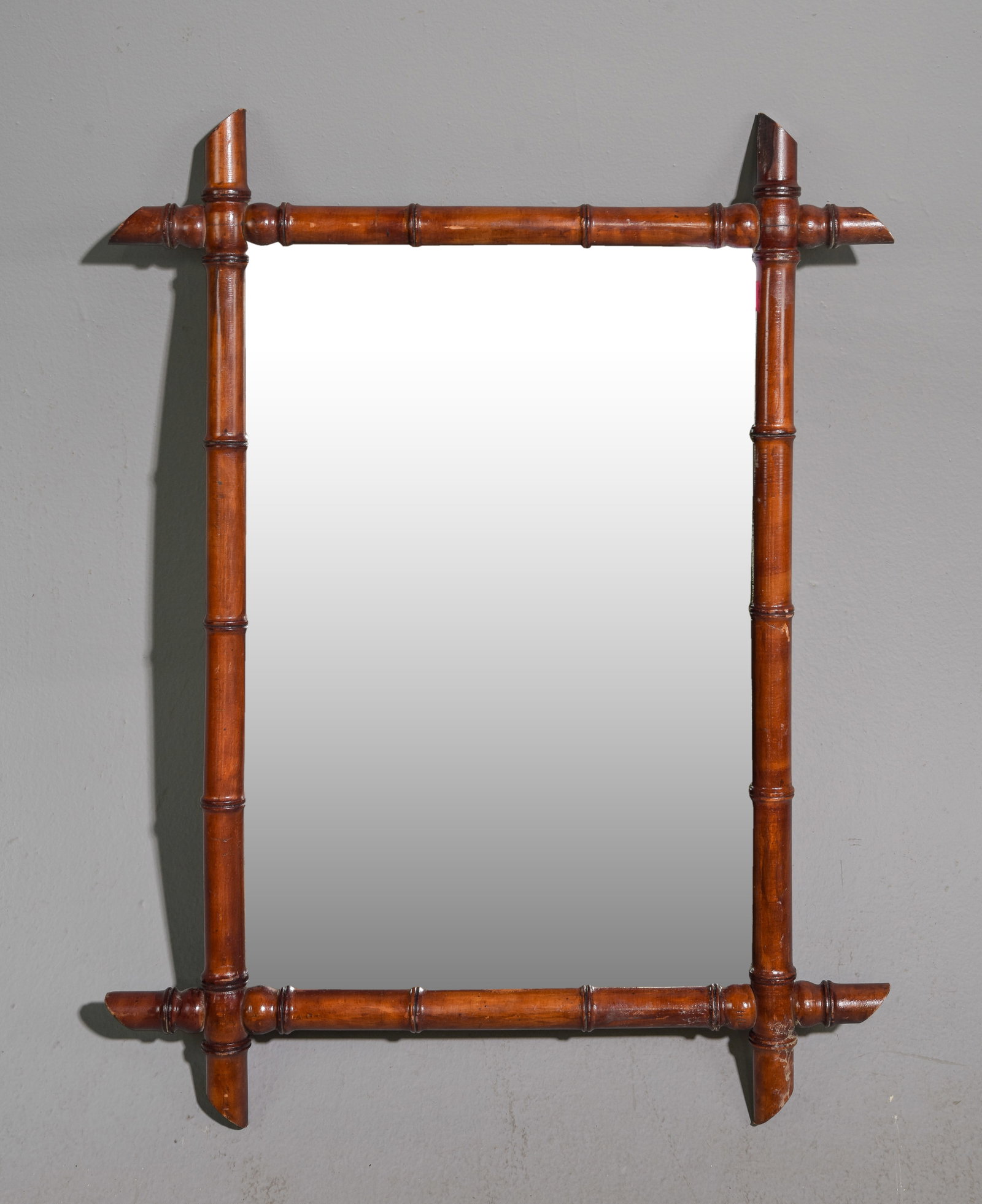 French Faux Bamboo Framed Mirror: French Faux Bamboo Framed Mirror - 34 in tall x 26.5 x 2