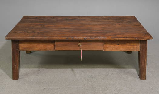 French Rustic Oak & Poplar Coffee Table: French Rustic Oak & Poplar Coffee Table - 17.5 in tall x 55 x 29