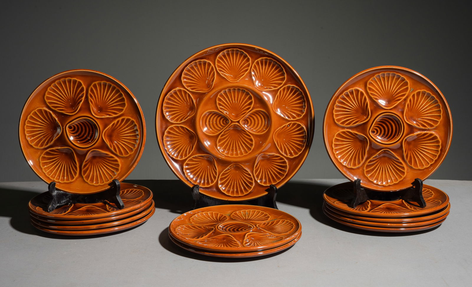 13pc French Earthenware Scallop Plate Set (1 of 5)