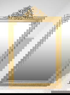 Louis XVI Style Gold Framed Mirror: French Louis XVI Style Gold Framed Mirror - 61.5 in tall x 40 x 3