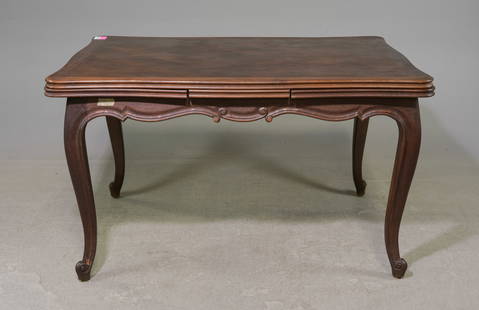 Louis XV Style Oak Draw Leaf Dining Table: French Louis XV / Country French Style Oak Draw Leaf Dining Table - 29.5 in tall x 51 x 39, Floor to apron is 24 inches and the space between the legs is 41 inches