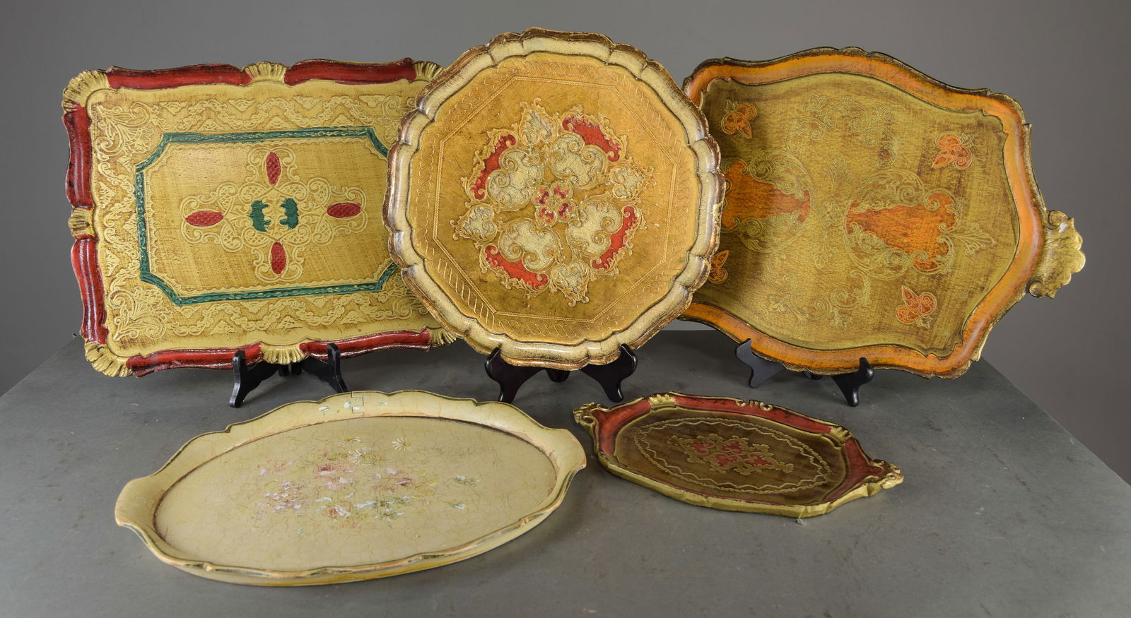 Five Assorted Florentine Trays / Platters (1 of 5)