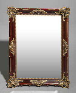 Louis XV Style Gilded Mahogany Framed Mirror: French Louis XV Style Gilded Mahogany Framed Beveled Mirror - 33.5 in tall x 26 x 3