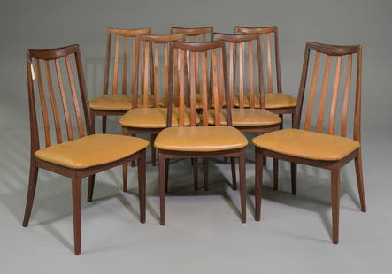 8 High Back Mid Century Dining Chairs - G-Plan Fresco: This Set of 8 Danish Modern Style Teak Dining Chairs consists of 8 side chairs. These are made by Mid Century Modern Furniture Maker G Plan ( GPlan ), Part of their Fresco range.- 35.5 in tall x 20 x