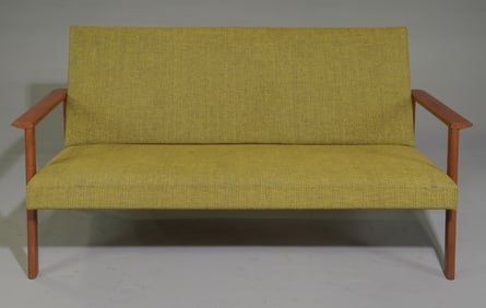 Mid Century Modern Green Upholstered Sofa