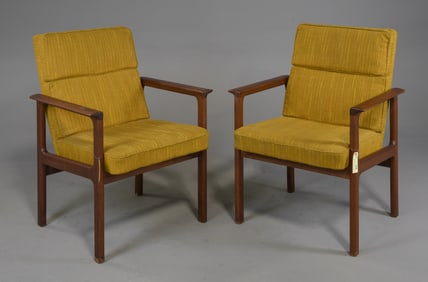2 Scandinavian Mid Century Modern Arm Chairs