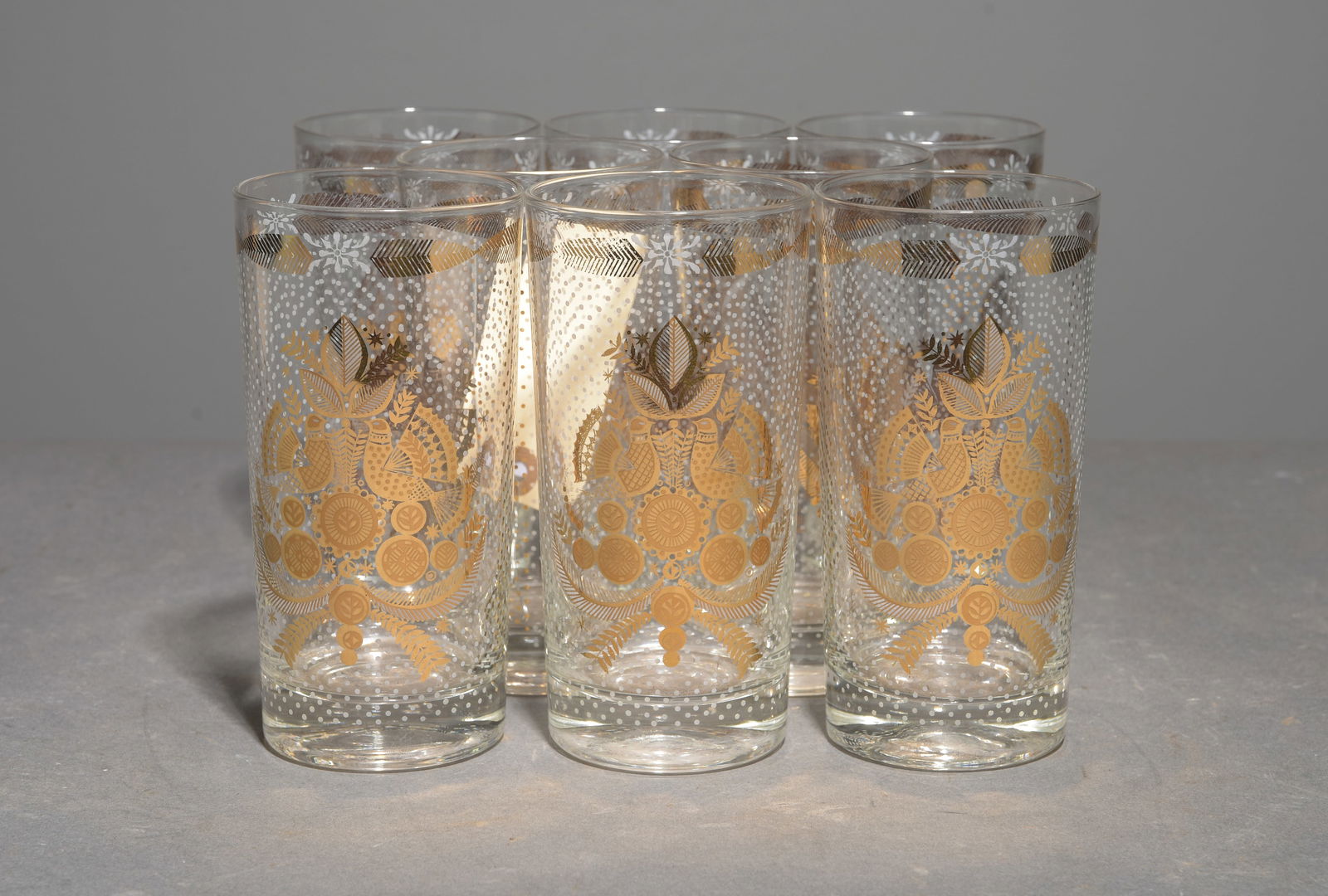 8 Vintage Georges Briard Sonata Highball Glasses: 8 Vintage Georges Briard Sonata Pattern Highball Glasses - 5.75 in tall x 2.75 inch diameter each
