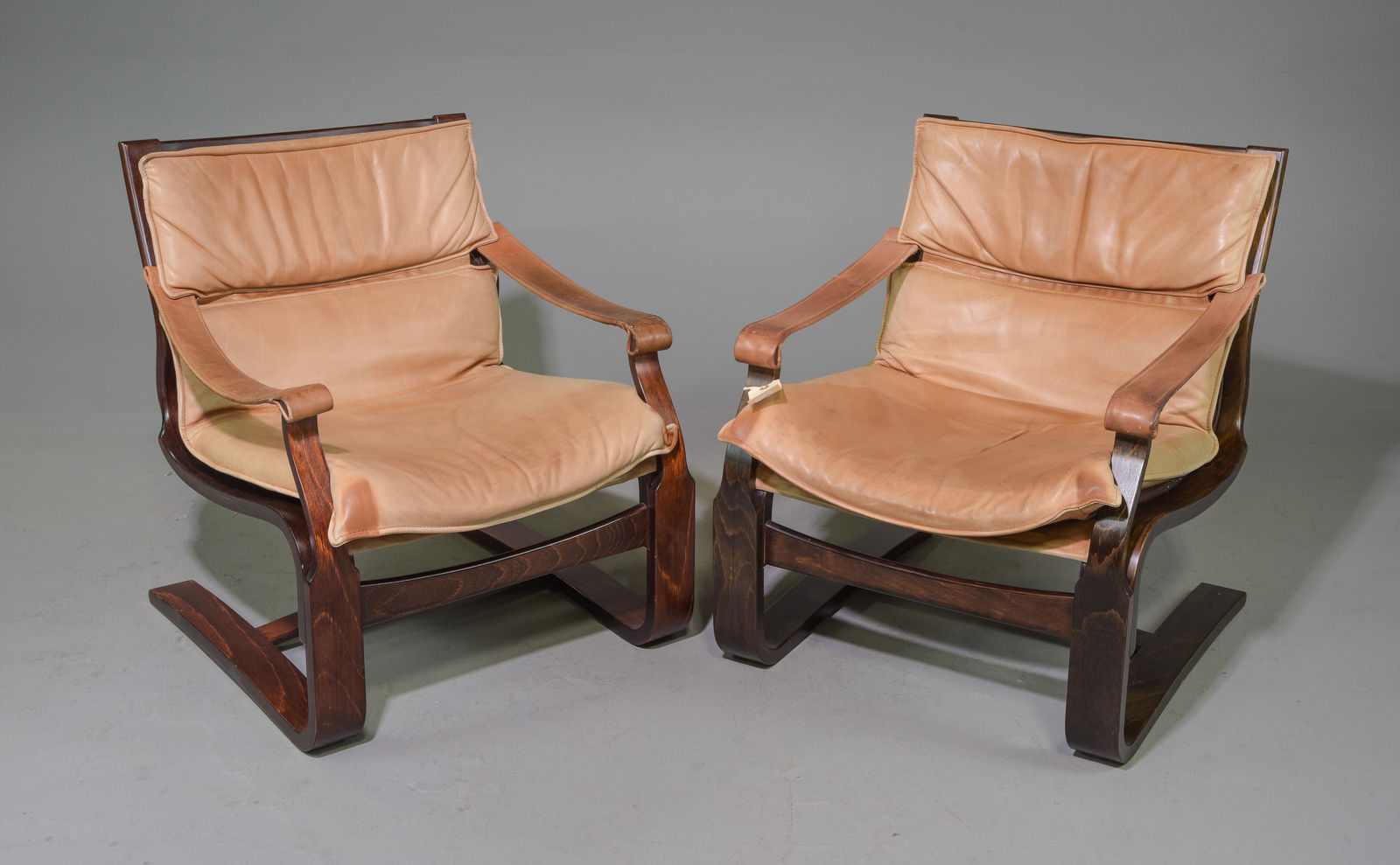 Scandinavian Pair of Leather Lounge Chairs - Nelo #1 (1 of 4)