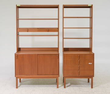 2 Danish Modern Wall Units / Cabinets #2: 2 Danish Mid Century Modern Wall Units / Cabinets - 68 in tall x 24.5 x 18 and 68 in tall x 35.5 x 18