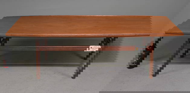 Danish Modern Large Teak Coffee Table: Danish Mid Century Modern Large Teak Coffee / Cocktail Table - 18 in tall x 60 x 22.5