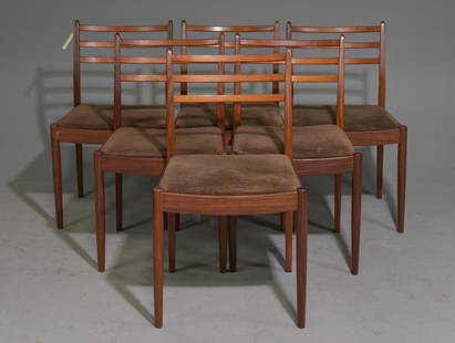 6 Mid Century Modern Ladder Back Chairs - Gplan: Set of 6 Danish Modern Style Ladder Back Dining Chairs by British Furniture Maker G-Plan - 30.5 inches tall x 19 x 18, seat height is 17 inches