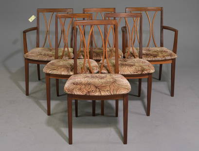 6 High Back Mid Century Dining Chairs - G-Plan Fresco: These 6 Danish Modern Style Teak Dining chairs consists of 2 arm chairs and 4 side chairs. These are made by Mid Century Modern Furniture Maker G Plan ( GPlan ), Part of their Fresco range. - Arm Chai