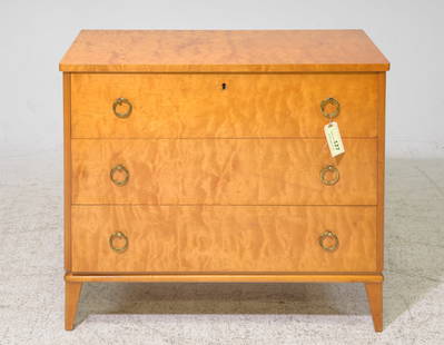 Scandinavian Mid Century Modern Three Drawer Chest: Scandinavian Mid Century Modern Three Drawer Chest / Bedside - 28 in tall x 32.5 x 16.5