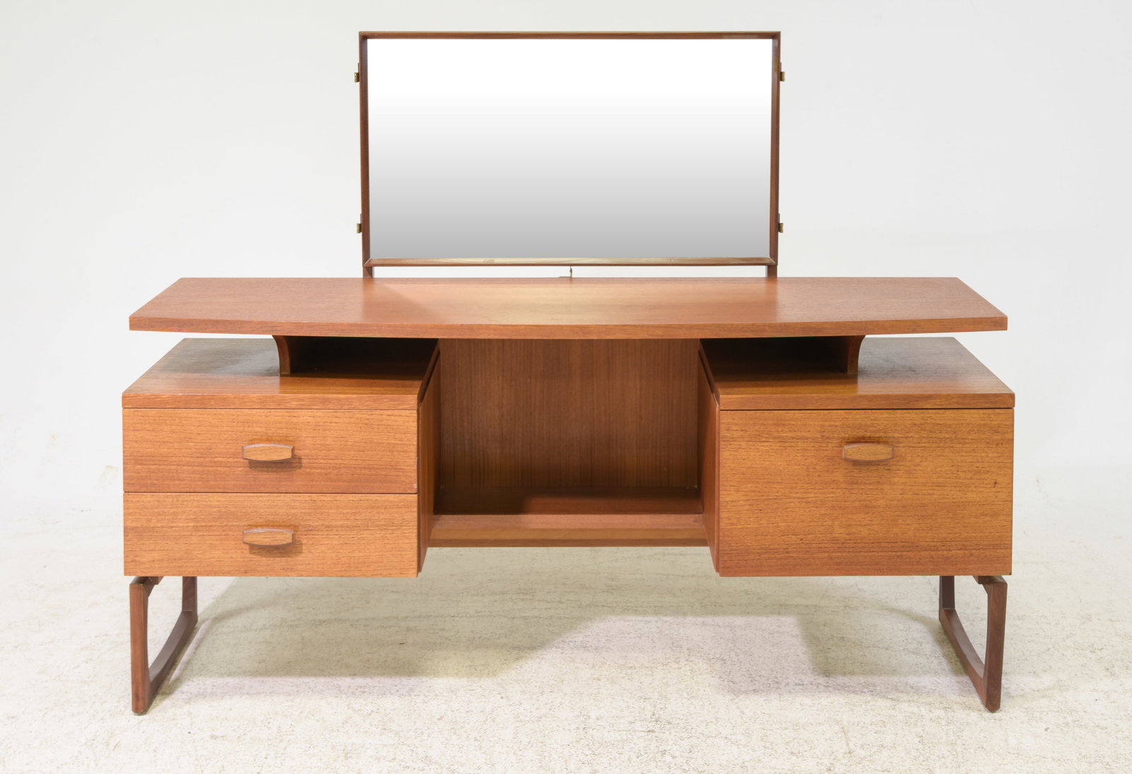 Mid Century Modern Quadrille Chest / Dresser: Danish Modern Style Quadrille Dresser / Chest by British Furniture Maker G-Plan - 46.5 in tall x 60 x 20.5, Kneehole is 26.5 inches from the floor to under by 20 inches wide
