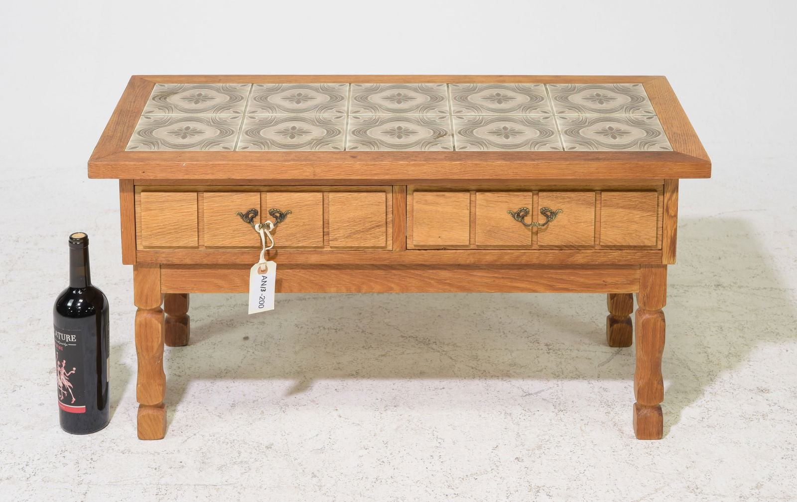 Danish Oak Tile Top Coffee Table with Drawers (1 of 3)