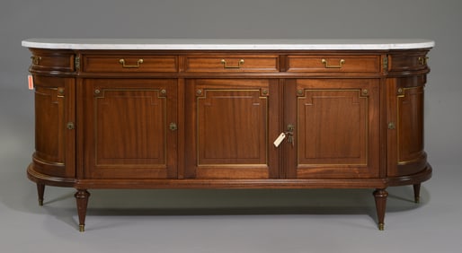 Louis XVI Style White Marble Top Sideboard