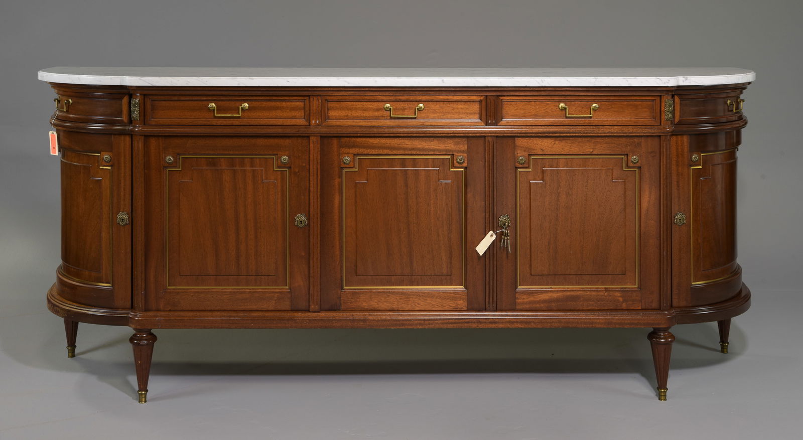 Louis XVI Style White Marble Top Sideboard