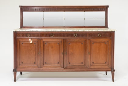 Louis XVI Style Marble Top Mirror Back Sideboard