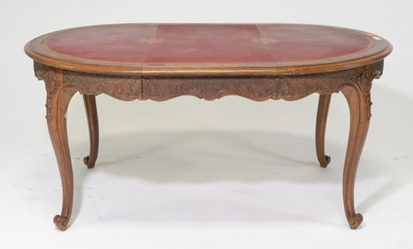 Louis XV Style Oak Leather Top Writing Table