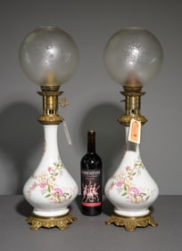 Napoleon III Style Pair of Converted Oil Lamps