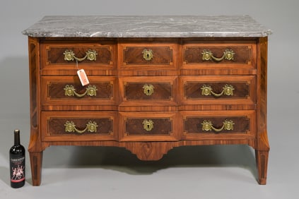 Louis XVI Style Grey Marble Top Chest