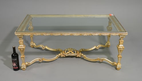 Italian Style Rococo Glass Top Coffee Table