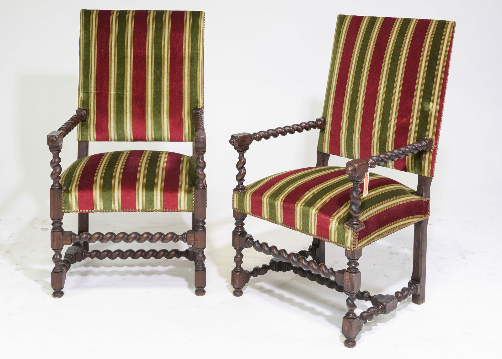 Louis XIII Style Pair of French Twist Fireside Chairs (1 of 5)