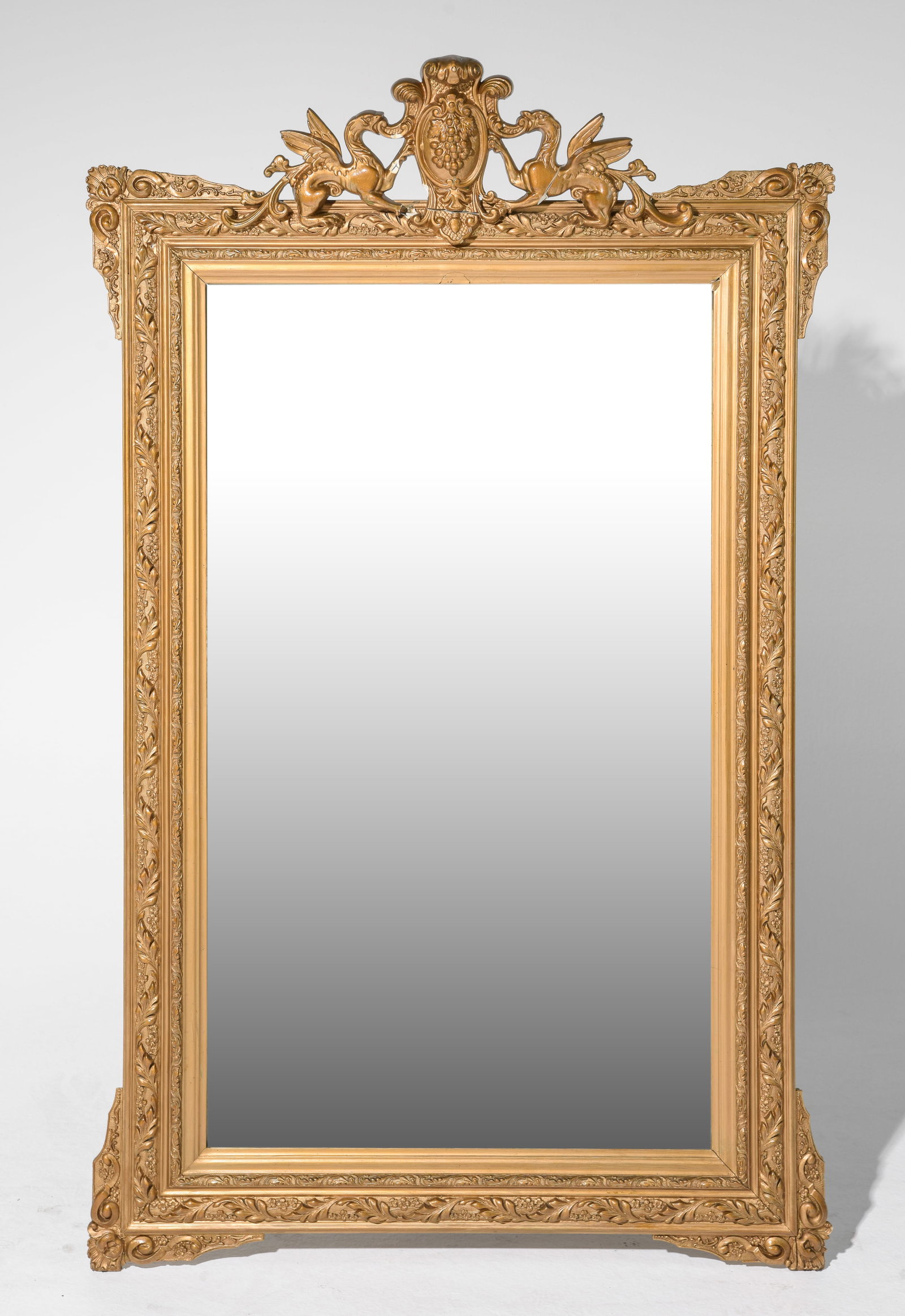 Louis XV Style Gold Gilt Framed Mirror: French Louis XV Style Gold Gilt Framed Beech Wood Mirror - 55 in tall x 34.5 x 3
