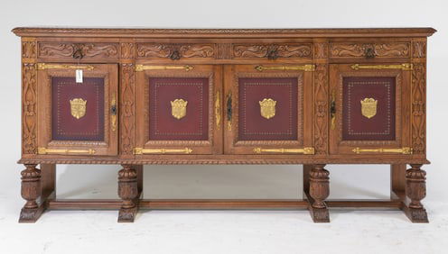 Renaissance Style Carved Oak Large Sideboard