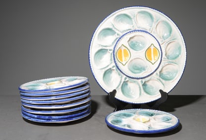 10pc French St. Clement Oyster Plate Set #1