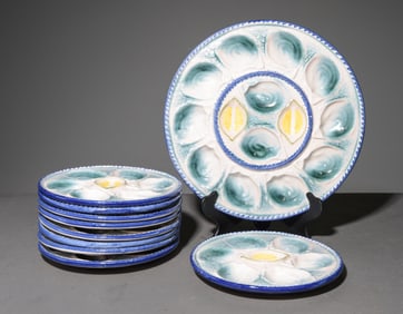 10pc French St. Clement Oyster Plate Set #2