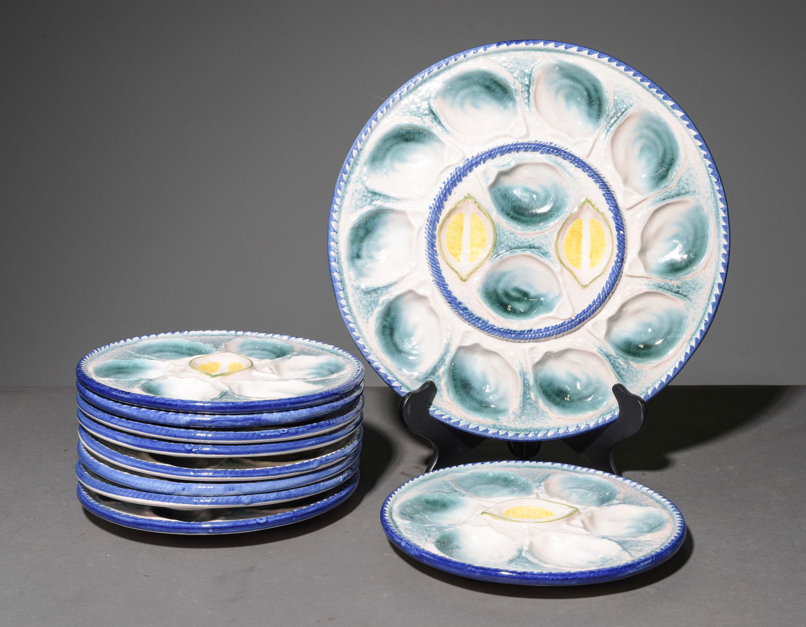 10pc French St. Clement Oyster Plate Set #2 (1 of 5)