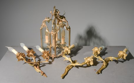 4pcs - French Gilded Metal Sconces, Etc.