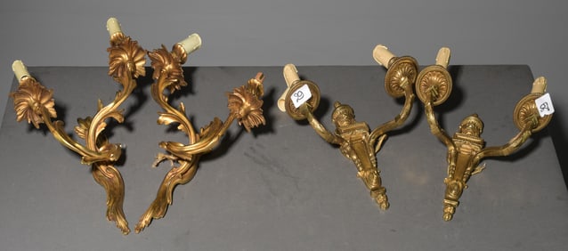 4 French Gilded Metal Sconces